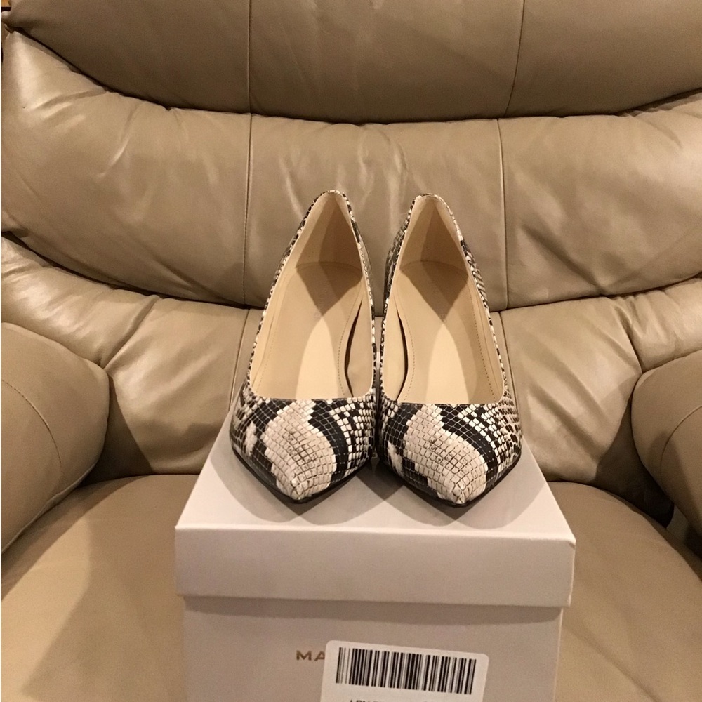 Marc Fisher Snake-Print Pointed Toe Pumps - Black & Neutral